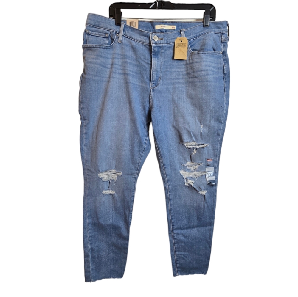 Levis Strauss Womens 711 Skinny Ankle Jeans Mid Rise 18W Plus Blue - Picture 3 of 14